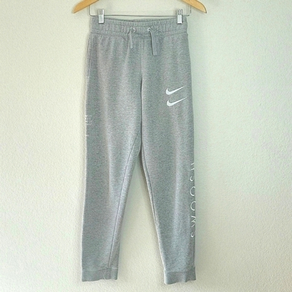 Nike Kids Gray Joggers with White Logo